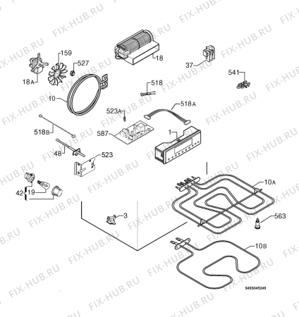 Взрыв-схема плиты (духовки) Privileg 00913250_61283 - Схема узла Electrical equipment 268